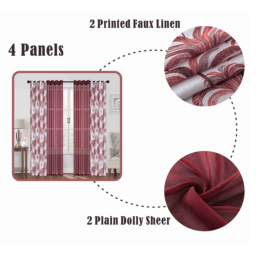 Brage Plain & Print Set of 4 Curtains Brage Plain & Print Set of 4 Curtains Mandaue Foam
