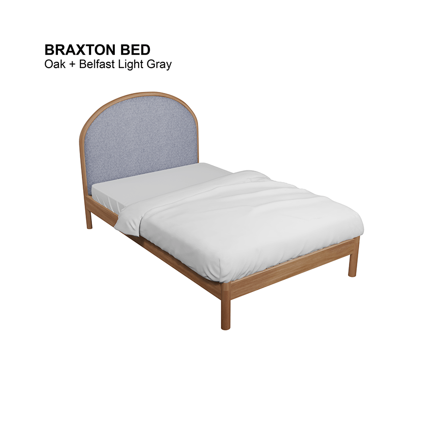MORE BRAXTON OPTIONS Braxton Bed 36x75" - Oak Braxton Bed 36x75" - Oak Fabric Belfast Light Gray Mandaue Foam