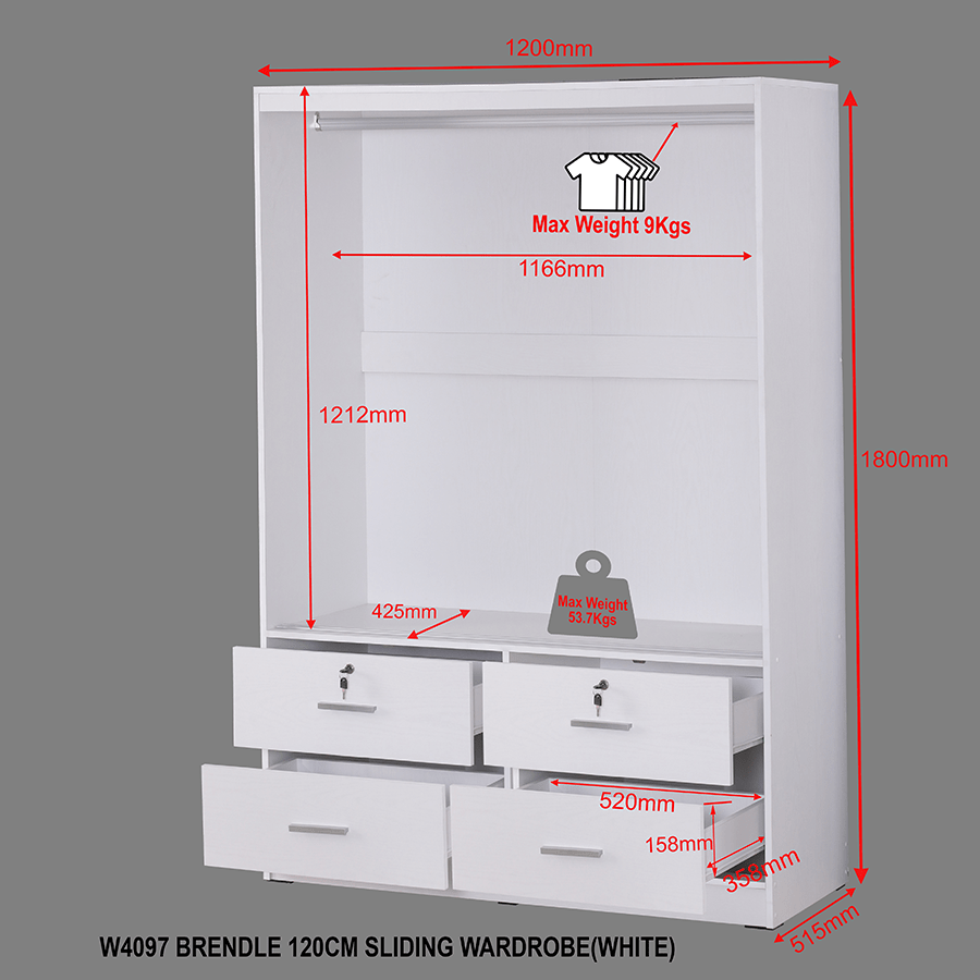 MORE BRENDLE OPTIONS Brendle 120 cm Sliding Wardrobe Brendle 120 cm Sliding Wardrobe Mandaue Foam