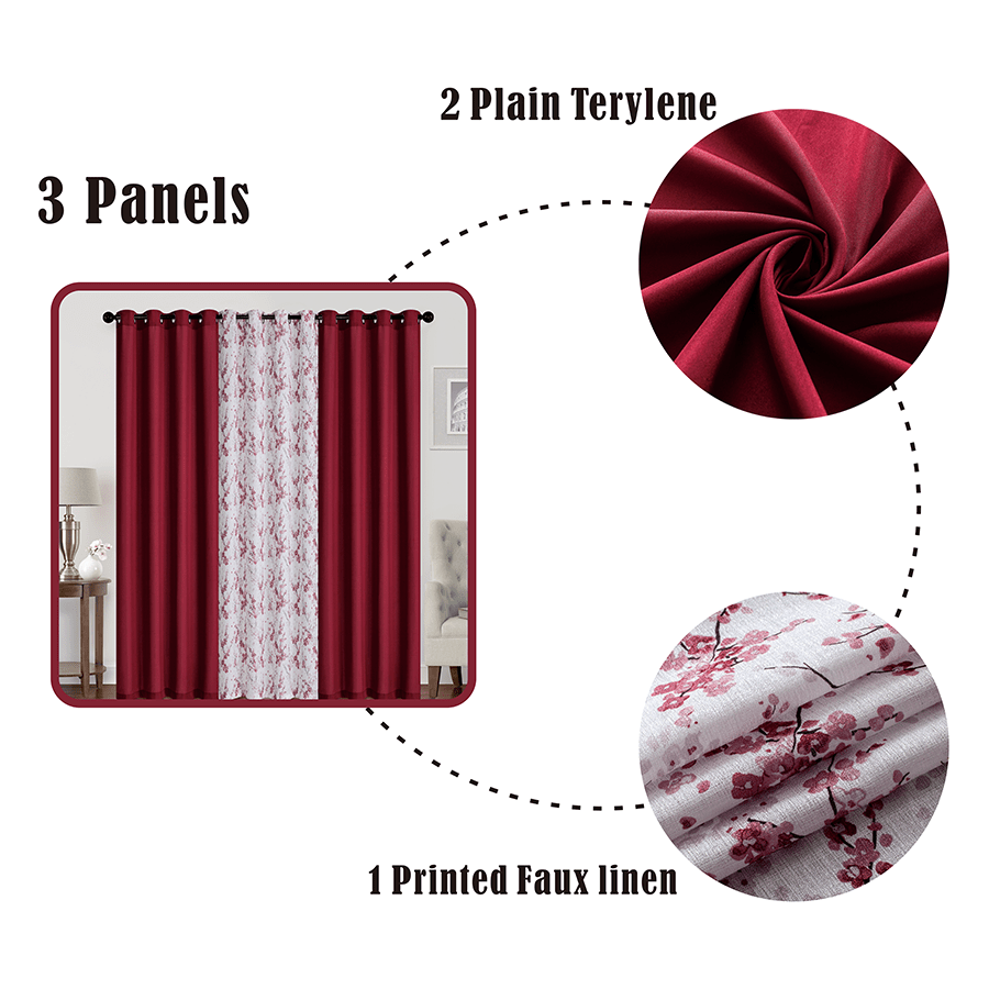 Brityn Plain & Print Set of 3 Curtains Brityn Plain & Print Set of 3 Curtains Mandaue Foam