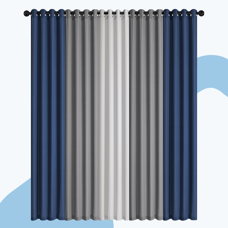 Bronya Plain Set of 5 Curtains