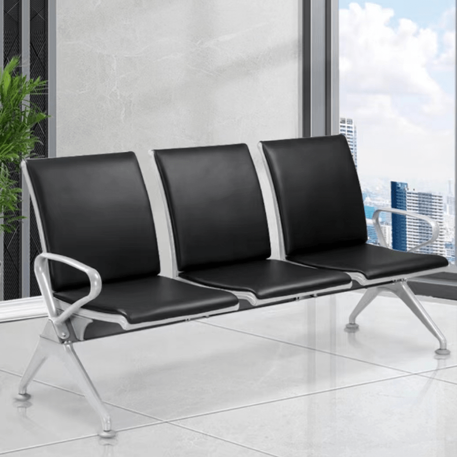 Calix 3 Seater Public Chair with Cushion Calix 3 Seater Public Chair with Cushion Black Mandaue Foam