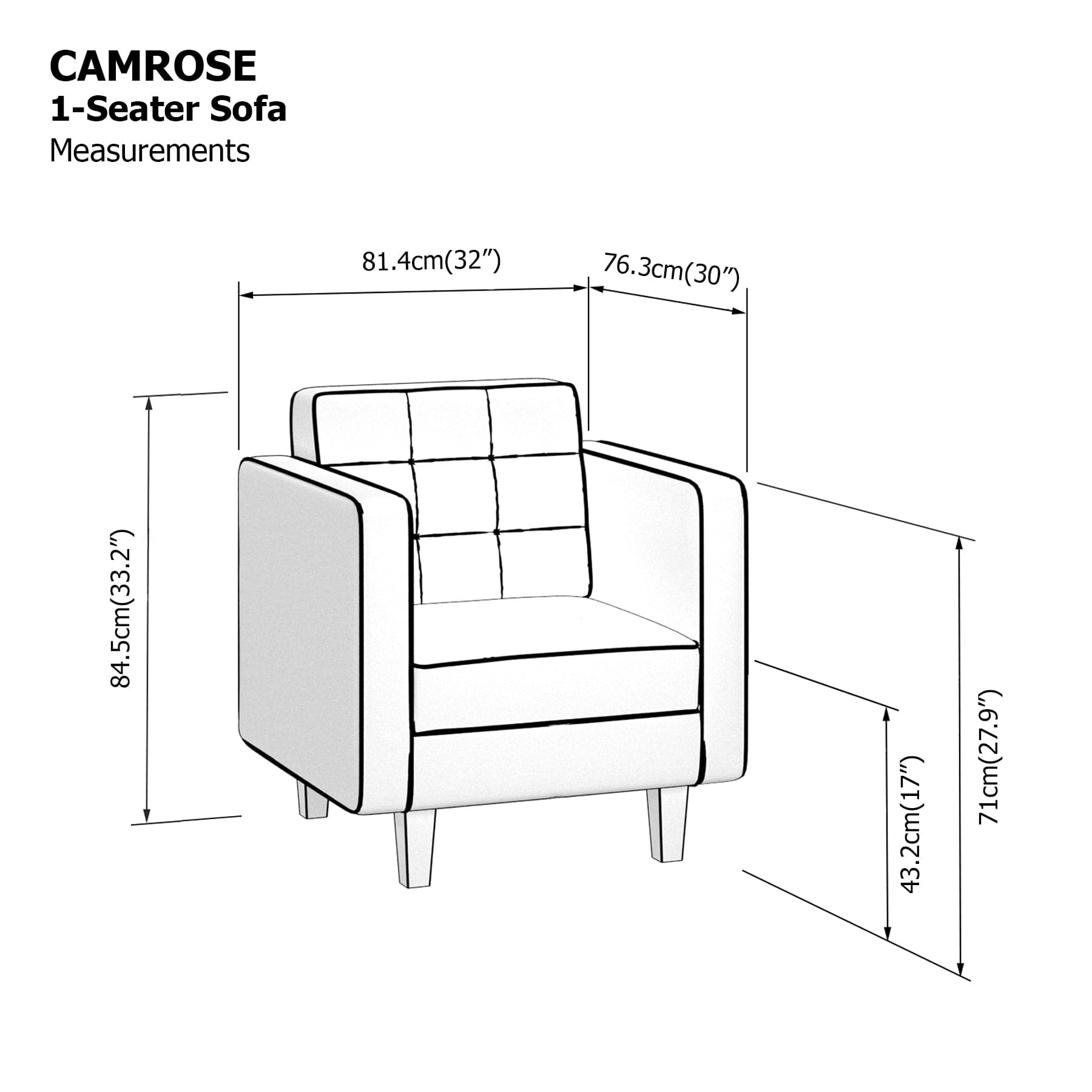Camrose 1 Seater Sofa