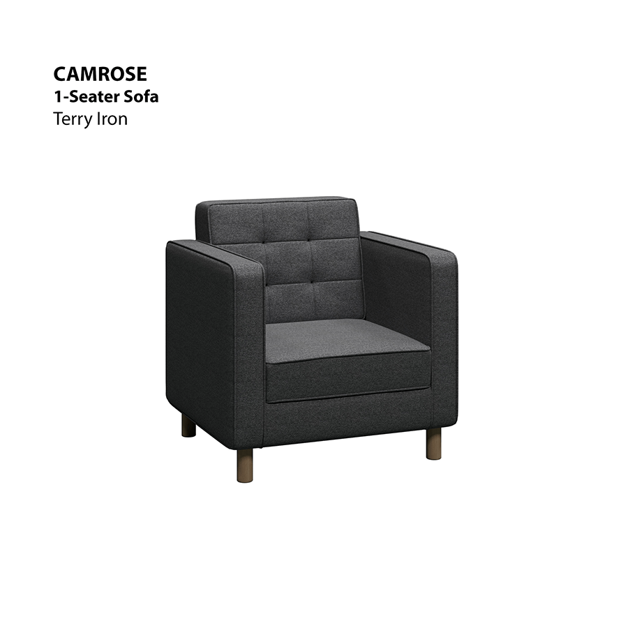 MORE CAMROSE OPTIONS Camrose 1 Seater Sofa Camrose 1 Seater Sofa Lux Terry Iron Mandaue Foam