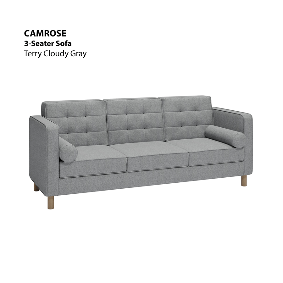 MORE CAMROSE OPTIONS Camrose 3 Seater Sofa Camrose 3 Seater Sofa Lux Terry Cloudy Gray Mandaue Foam