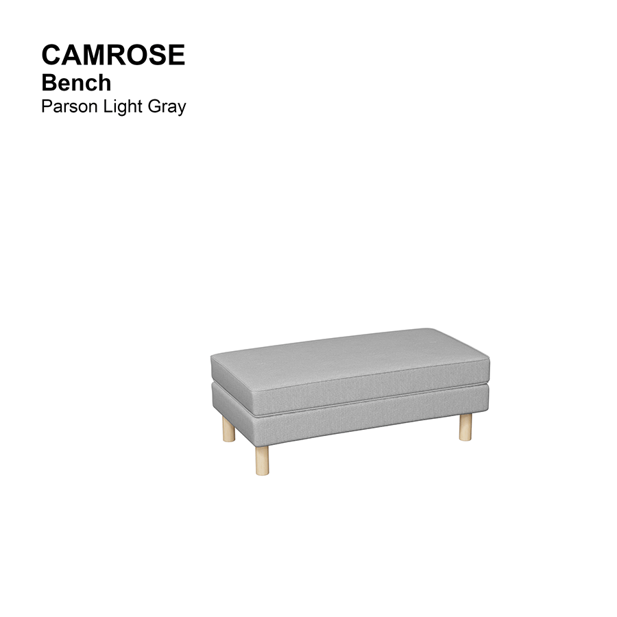 MORE CAMROSE OPTIONS Camrose Bench Camrose Bench Fabric Parson Light Gray Mandaue Foam