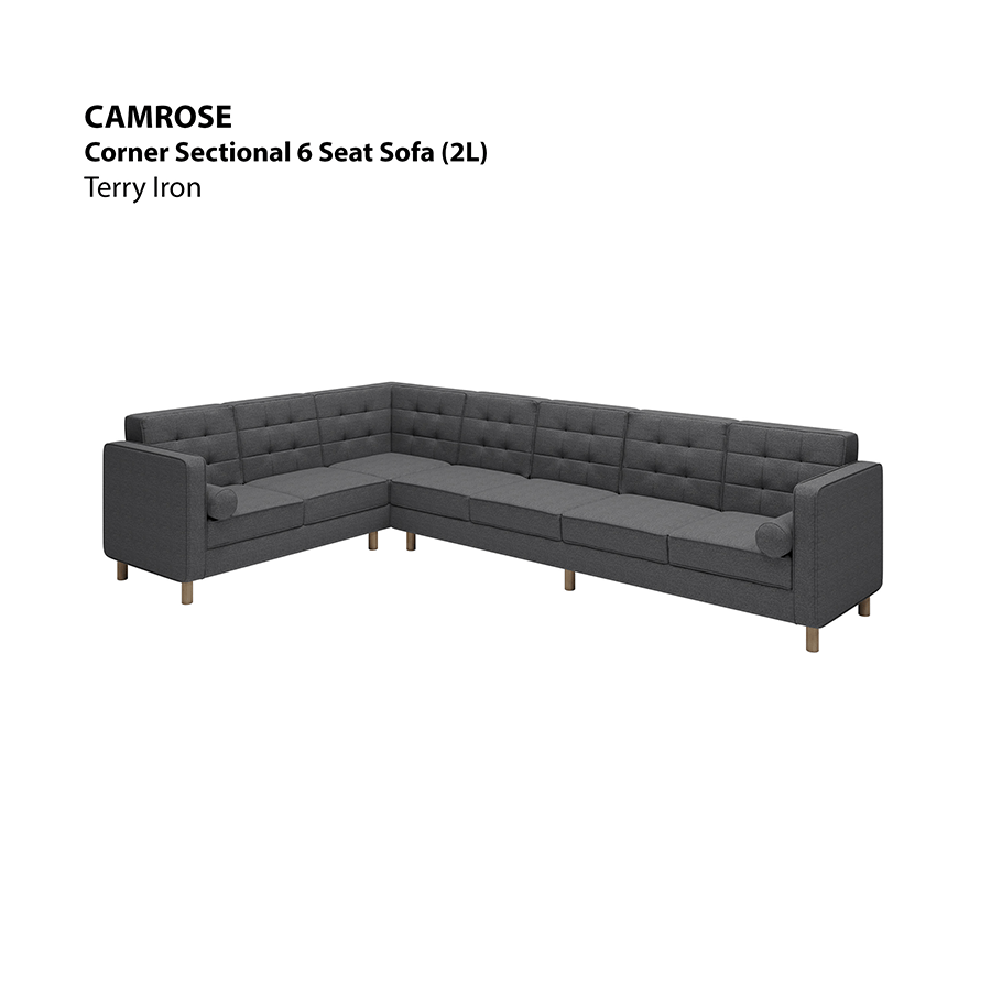 MORE CAMROSE OPTIONS Camrose Corner Sectional 6 Seat (2L) Sofa Camrose Corner Sectional 6 Seat (2L) Sofa Lux Terry Iron Mandaue Foam