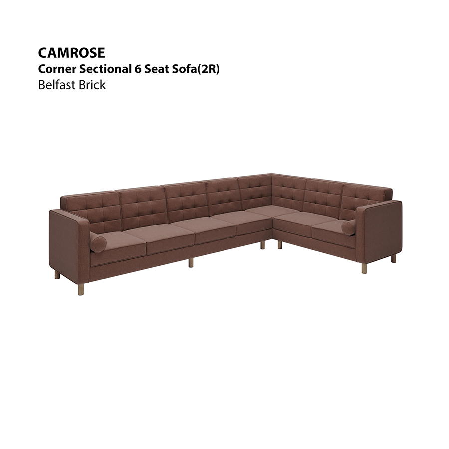 MORE CAMROSE OPTIONS Camrose Corner Sectional 6 Seat (2R) Sofa Camrose Corner Sectional 6 Seat (2R) Sofa Fabric Belfast Brick Mandaue Foam
