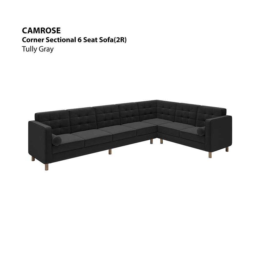MORE CAMROSE OPTIONS Camrose Corner Sectional 6 Seat (2R) Sofa Camrose Corner Sectional 6 Seat (2R) Sofa Leatherette Tully Gray Mandaue Foam