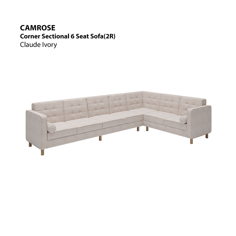 MORE CAMROSE OPTIONS Camrose Corner Sectional 6 Seat (2R) Sofa Camrose Corner Sectional 6 Seat (2R) Sofa Lux Claude Ivory Mandaue Foam