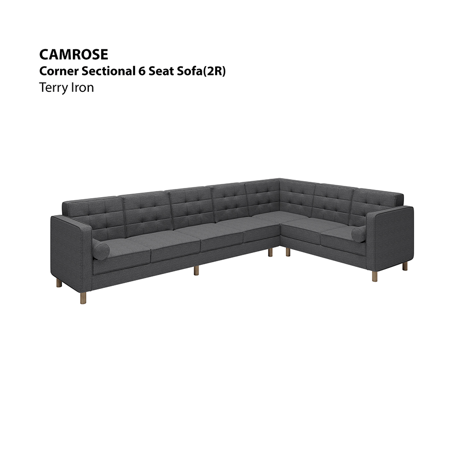 MORE CAMROSE OPTIONS Camrose Corner Sectional 6 Seat (2R) Sofa Camrose Corner Sectional 6 Seat (2R) Sofa Lux Terry Iron Mandaue Foam