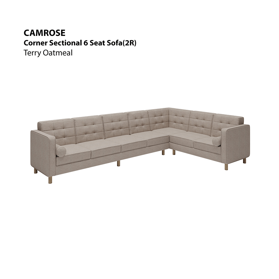 MORE CAMROSE OPTIONS Camrose Corner Sectional 6 Seat (2R) Sofa Camrose Corner Sectional 6 Seat (2R) Sofa Lux Terry Oatmeal Mandaue Foam