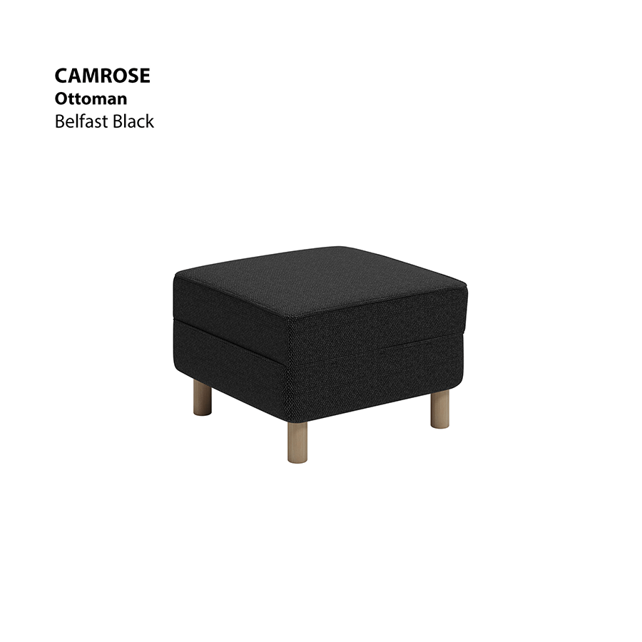 MORE CAMROSE OPTIONS Camrose Ottoman Camrose Ottoman Fabric Belfast Black Mandaue Foam