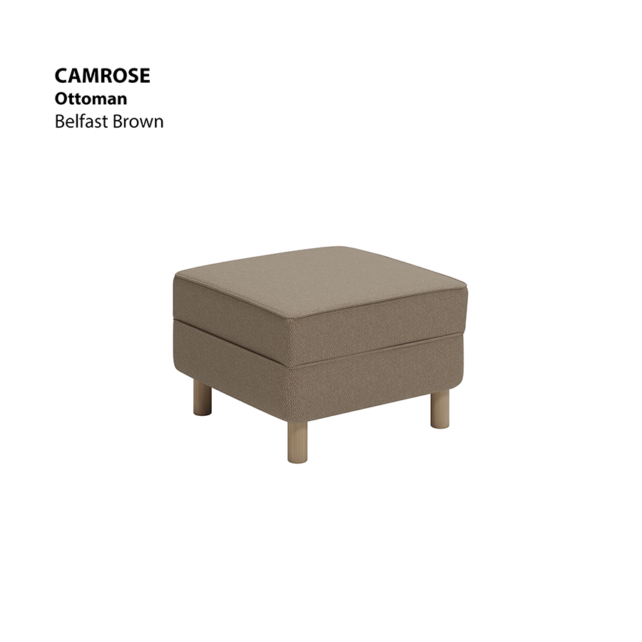 MORE CAMROSE OPTIONS Camrose Ottoman Camrose Ottoman Fabric Belfast Brown Mandaue Foam