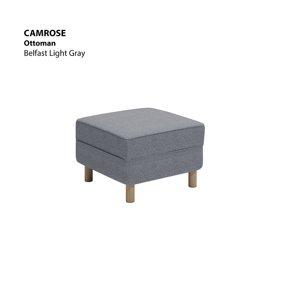 MORE CAMROSE OPTIONS Camrose Ottoman Camrose Ottoman Fabric Belfast Light Gray Mandaue Foam