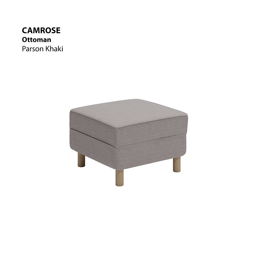 MORE CAMROSE OPTIONS Camrose Ottoman Camrose Ottoman Fabric Parson Khaki Mandaue Foam