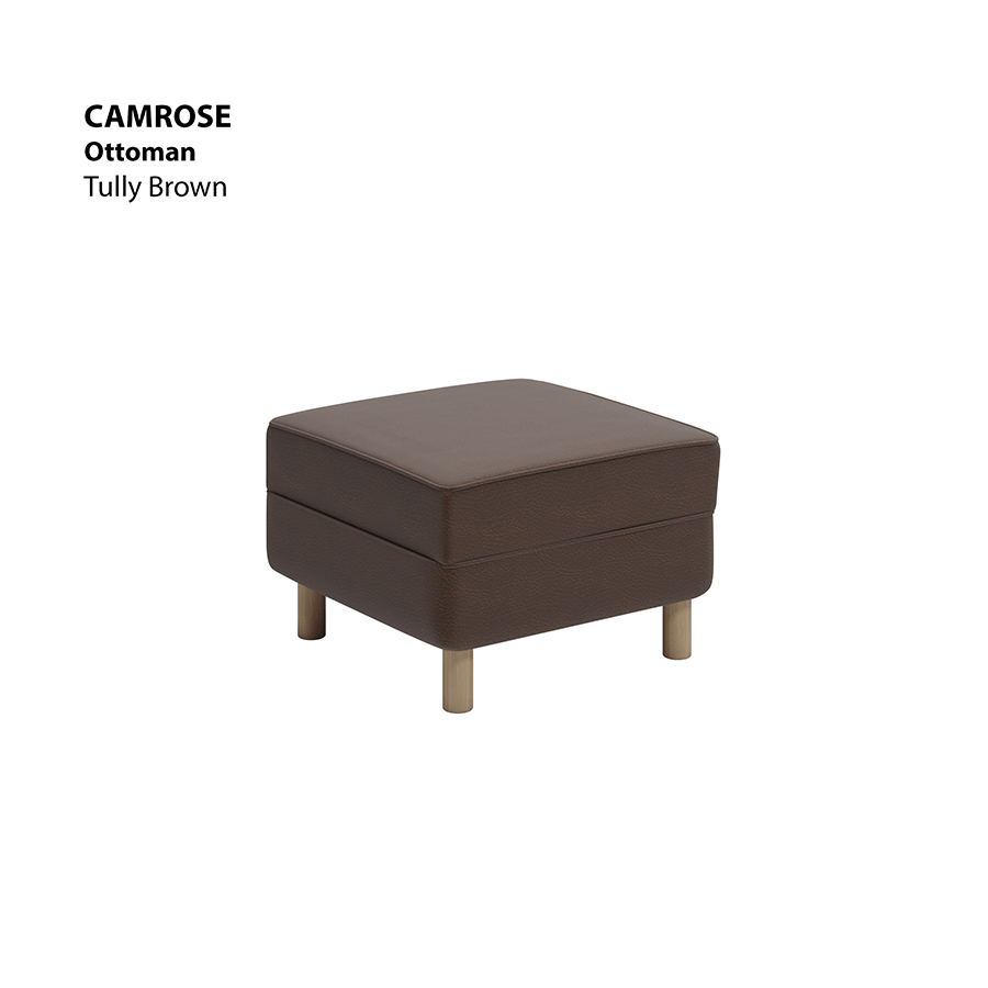 MORE CAMROSE OPTIONS Camrose Ottoman Camrose Ottoman Leatherette Tully Brown Mandaue Foam
