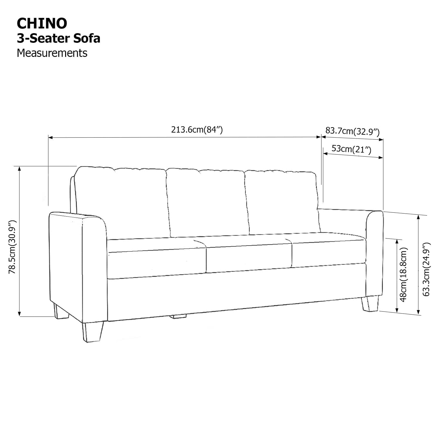 Chino 3 Seater Sofa