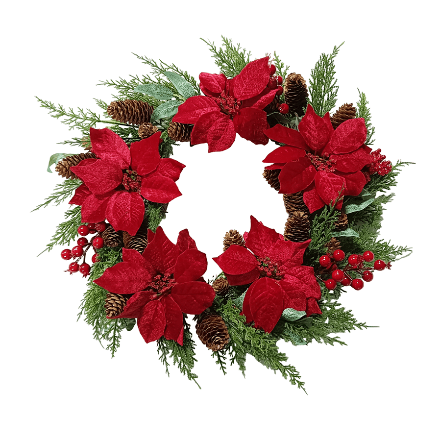 Christmas Berry Pine Wreath with 5 Flowers Christmas Berry Pine Wreath with 5 Flowers Mandaue Foam