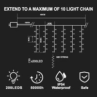 Christmas Curtain Lights 200LED Warmwhite with Flash
