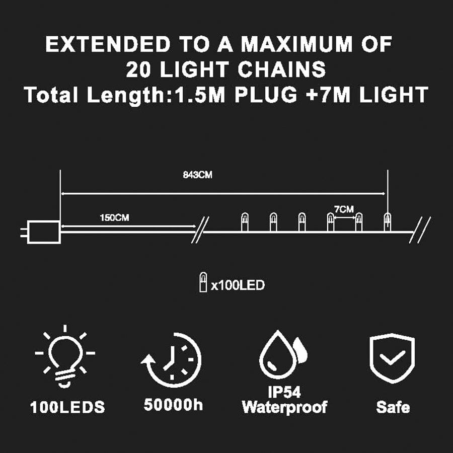 Christmas Lights 100LED Steady Coolwhite
