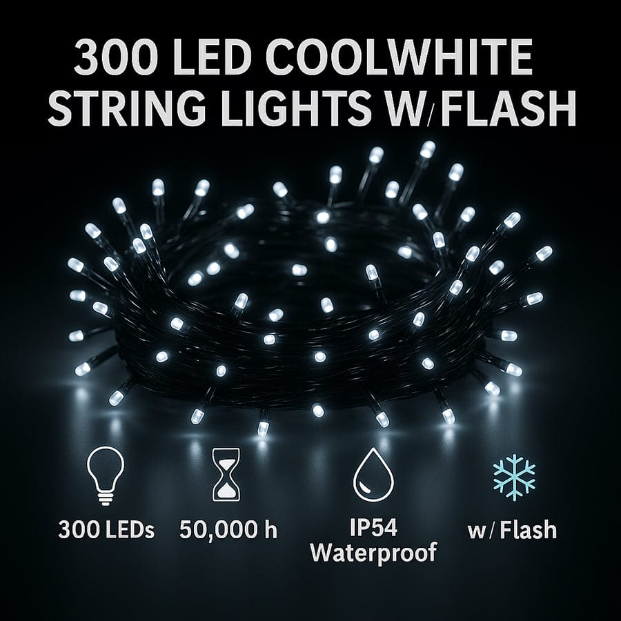Christmas Lights 300LED with strobe Coolwhite with Flash
