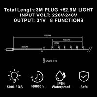 Christmas Lights 500led Coolwhite With Functions