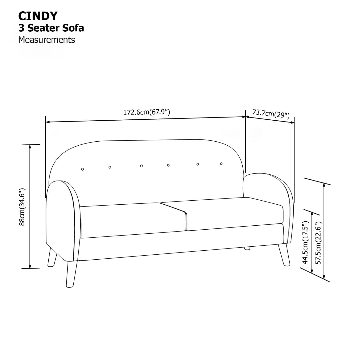 Cindy 3 Seater Sofa