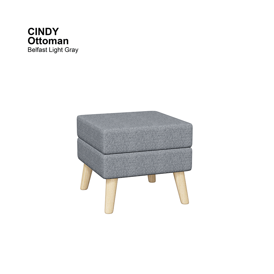 MORE CINDY OPTIONS Cindy Ottoman Cindy Ottoman Fabric Belfast Light Gray Mandaue Foam
