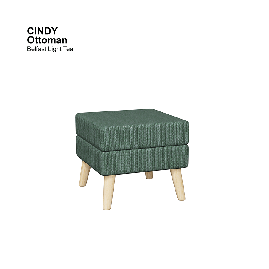 MORE CINDY OPTIONS Cindy Ottoman Cindy Ottoman Fabric Belfast Light Teal Mandaue Foam