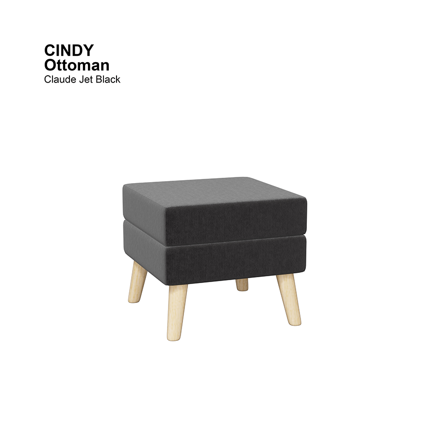 MORE CINDY OPTIONS Cindy Ottoman Cindy Ottoman Lux Claude Jet Black Mandaue Foam