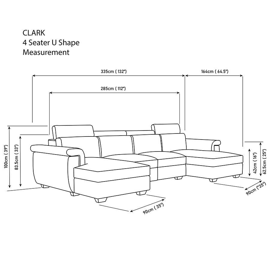MORE CLARK OPTIONS Clark U-shape 4 Seat Double Chaise Lounge Clark U-shape 4 Seat Double Chaise Lounge Mandaue Foam