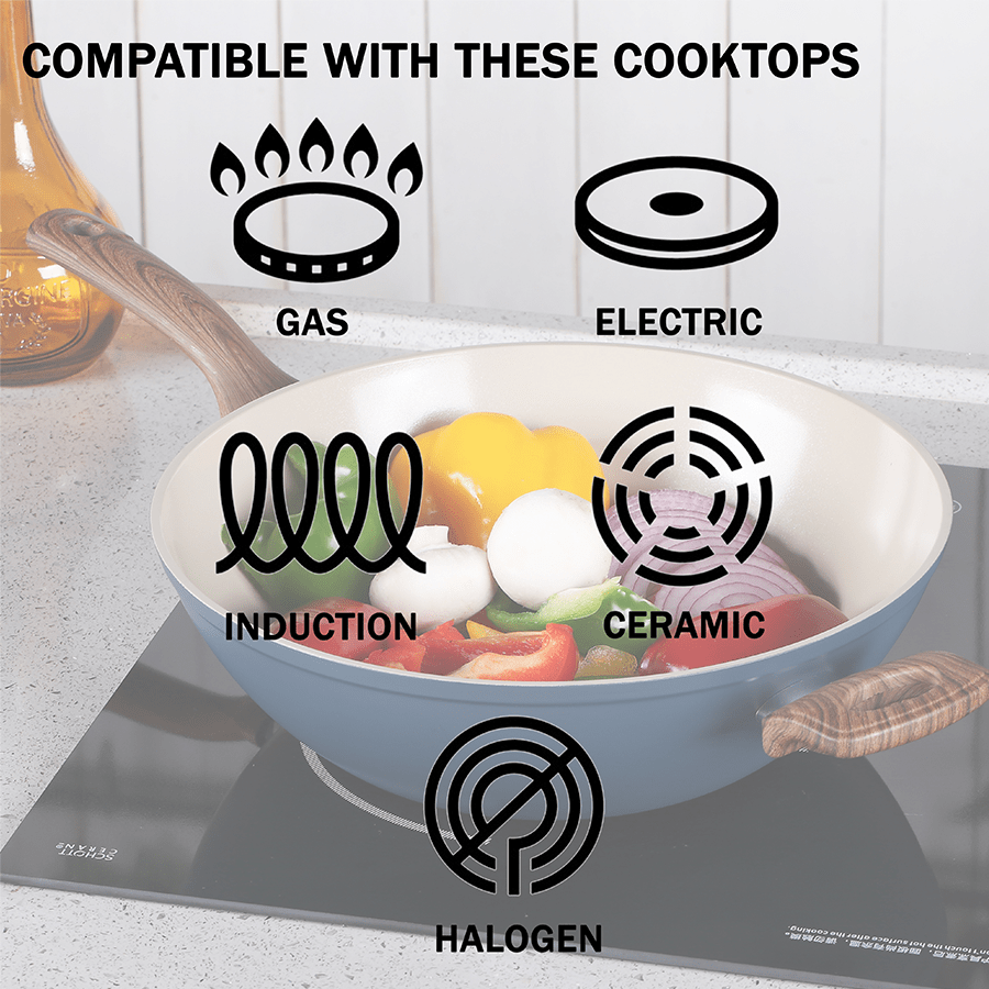 Cole Ceramic Non-stick Wok with Lid Cole Ceramic Non-stick Wok with Lid Mandaue Foam