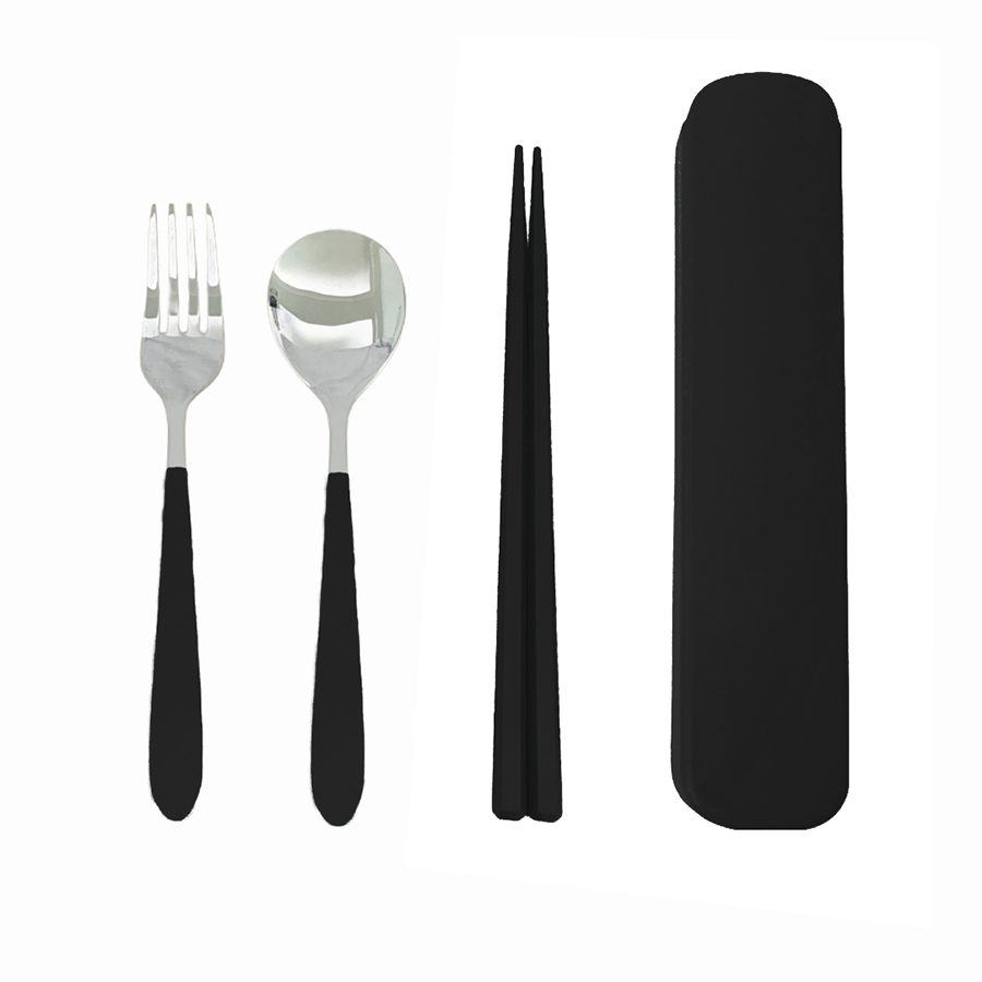 Compact Travel Cutlery Set with Case Compact Travel Cutlery Set with Case Black Mandaue Foam