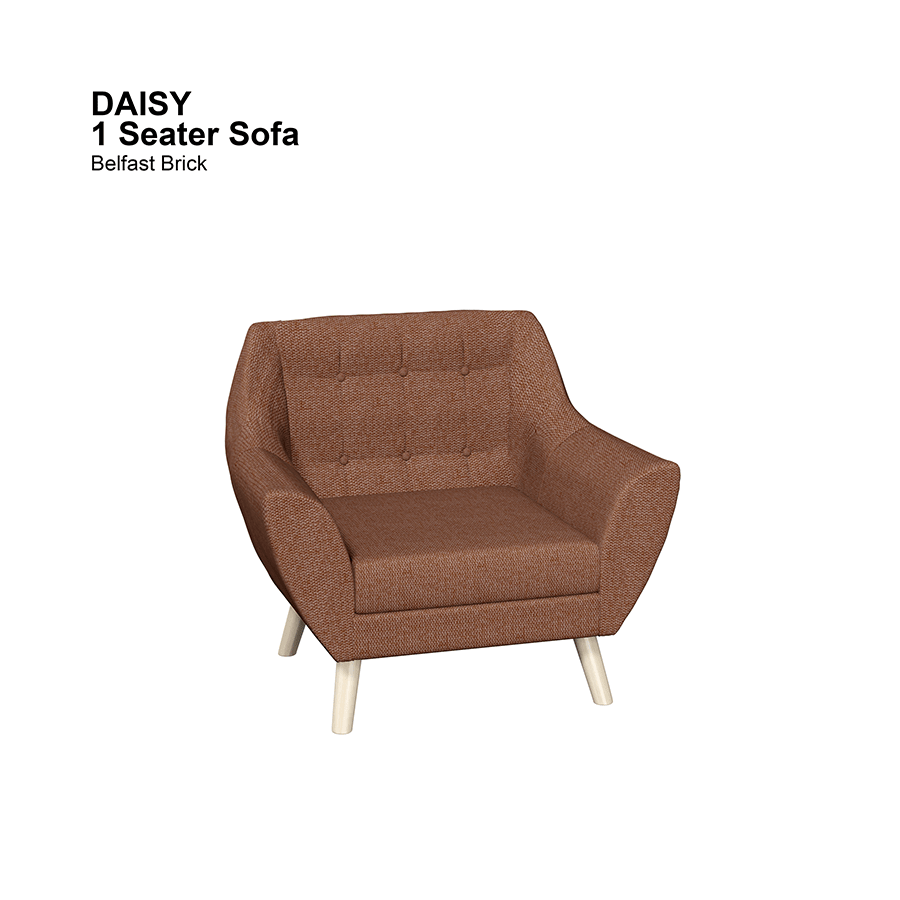 MORE DAISY OPTIONS Daisy 1 Seater Sofa Daisy 1 Seater Sofa Fabric Belfast Brick Mandaue Foam