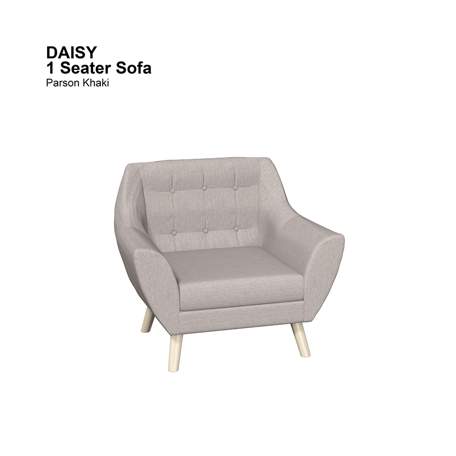 MORE DAISY OPTIONS Daisy 1 Seater Sofa Daisy 1 Seater Sofa Fabric Parson Khaki Mandaue Foam
