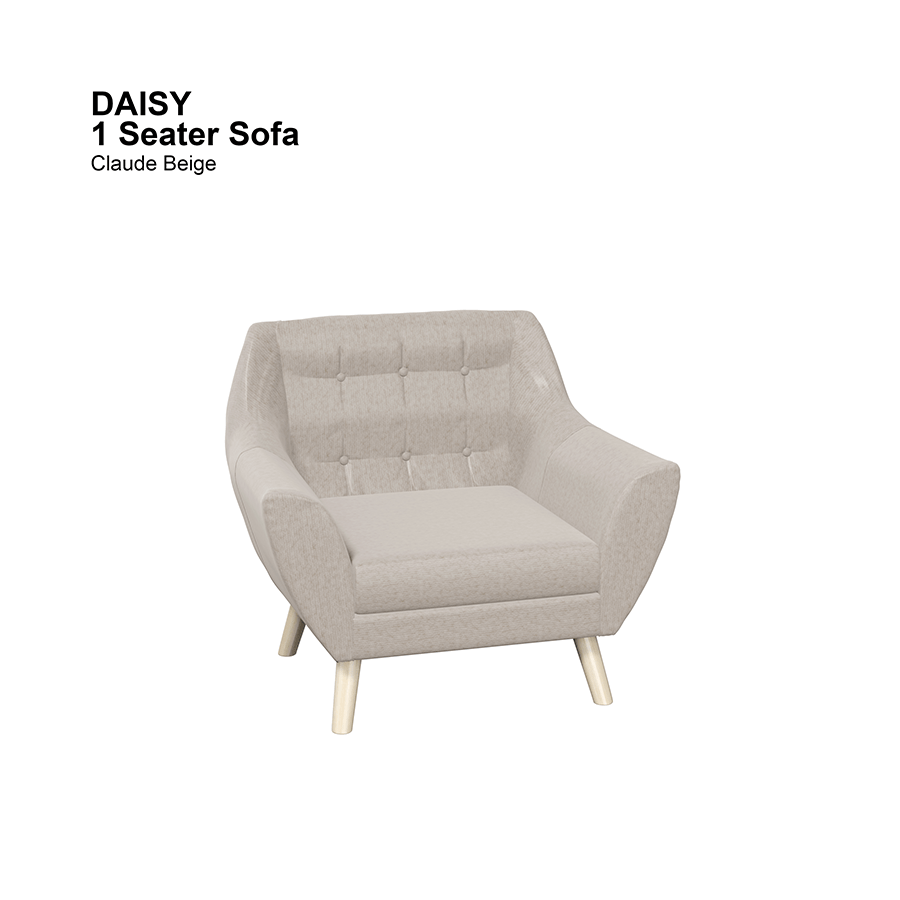 MORE DAISY OPTIONS Daisy 1 Seater Sofa Daisy 1 Seater Sofa Lux Claude Beige Mandaue Foam