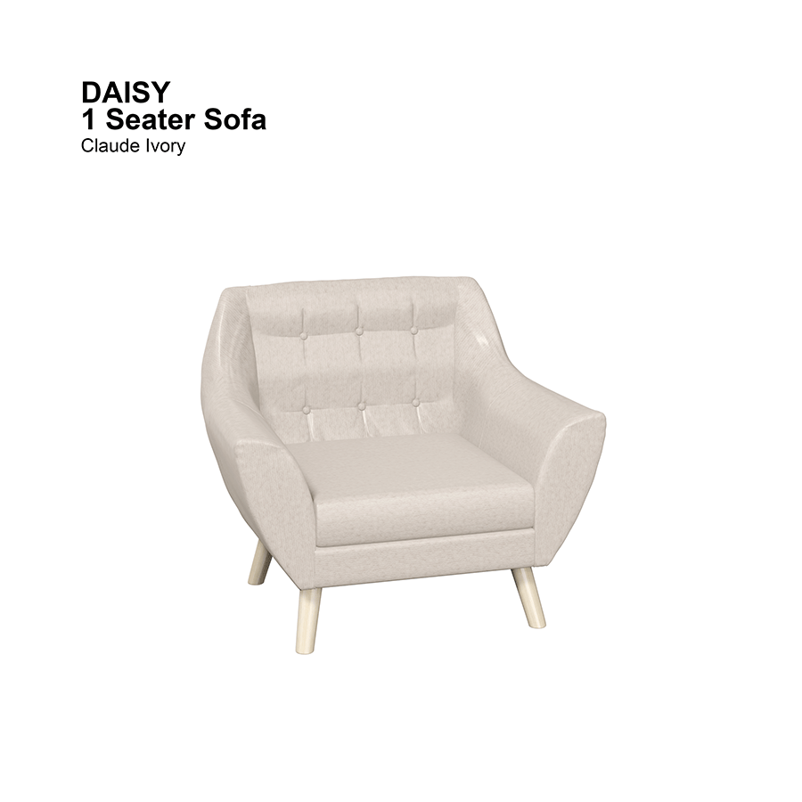 MORE DAISY OPTIONS Daisy 1 Seater Sofa Daisy 1 Seater Sofa Lux Claude Ivory Mandaue Foam