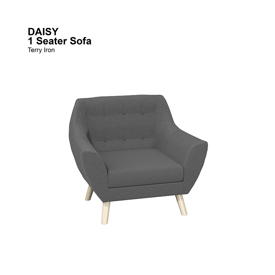 MORE DAISY OPTIONS Daisy 1 Seater Sofa Daisy 1 Seater Sofa Lux Terry Iron Mandaue Foam