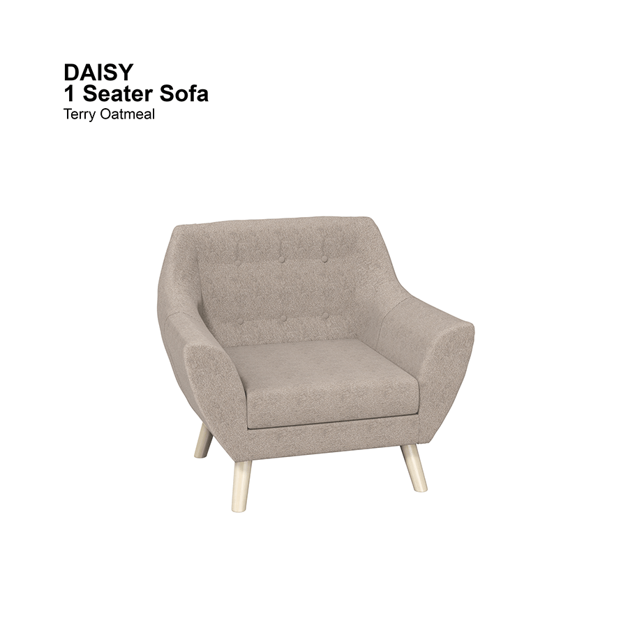 MORE DAISY OPTIONS Daisy 1 Seater Sofa Daisy 1 Seater Sofa Lux Terry Oatmeal Mandaue Foam