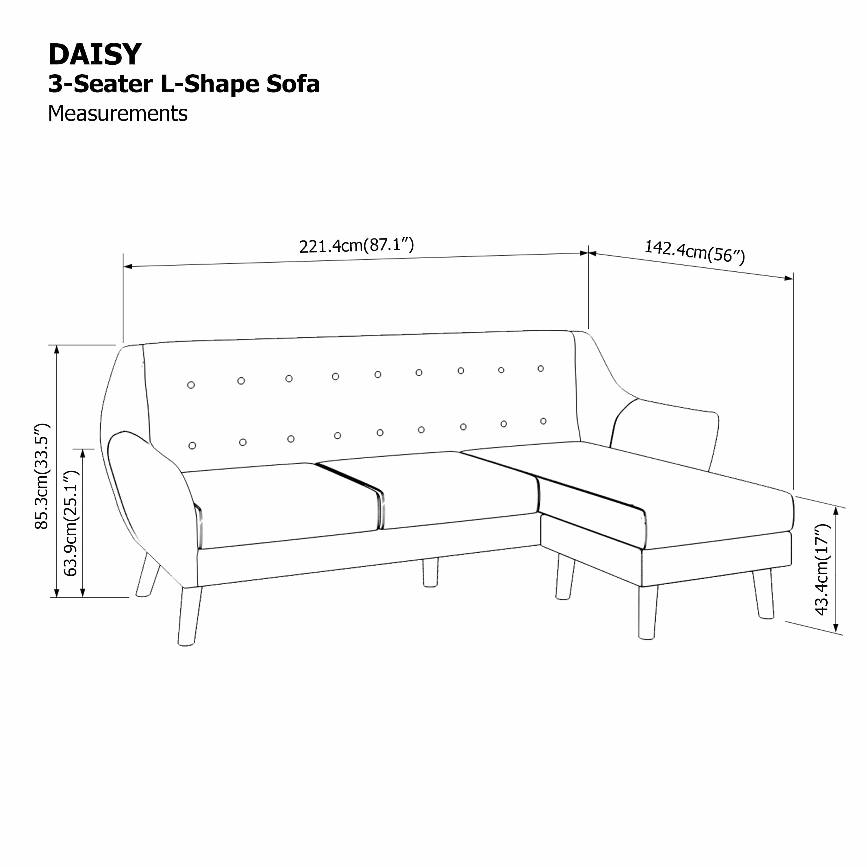 Daisy L-shape 3 Seat Sofa