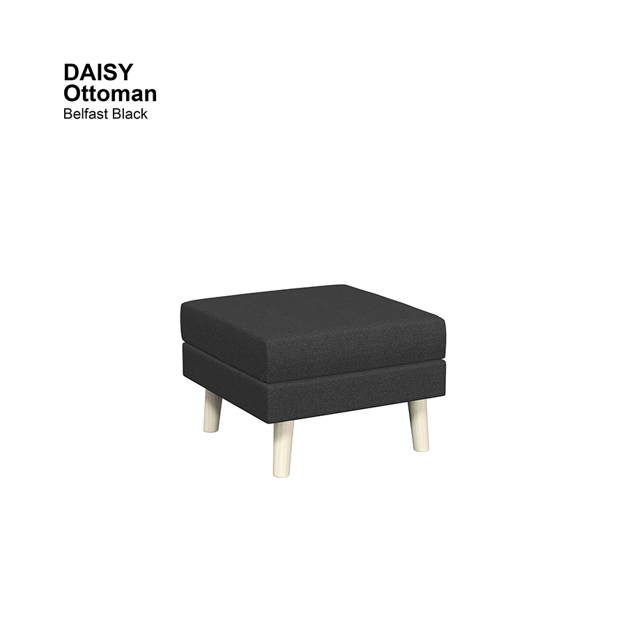 MORE DAISY OPTIONS Daisy Ottoman Daisy Ottoman Fabric Belfast Black Mandaue Foam