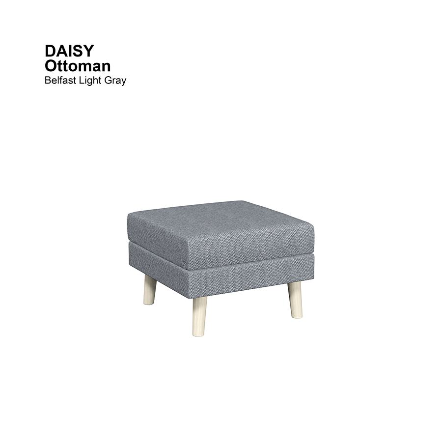 MORE DAISY OPTIONS Daisy Ottoman Daisy Ottoman Fabric Belfast Light Gray Mandaue Foam