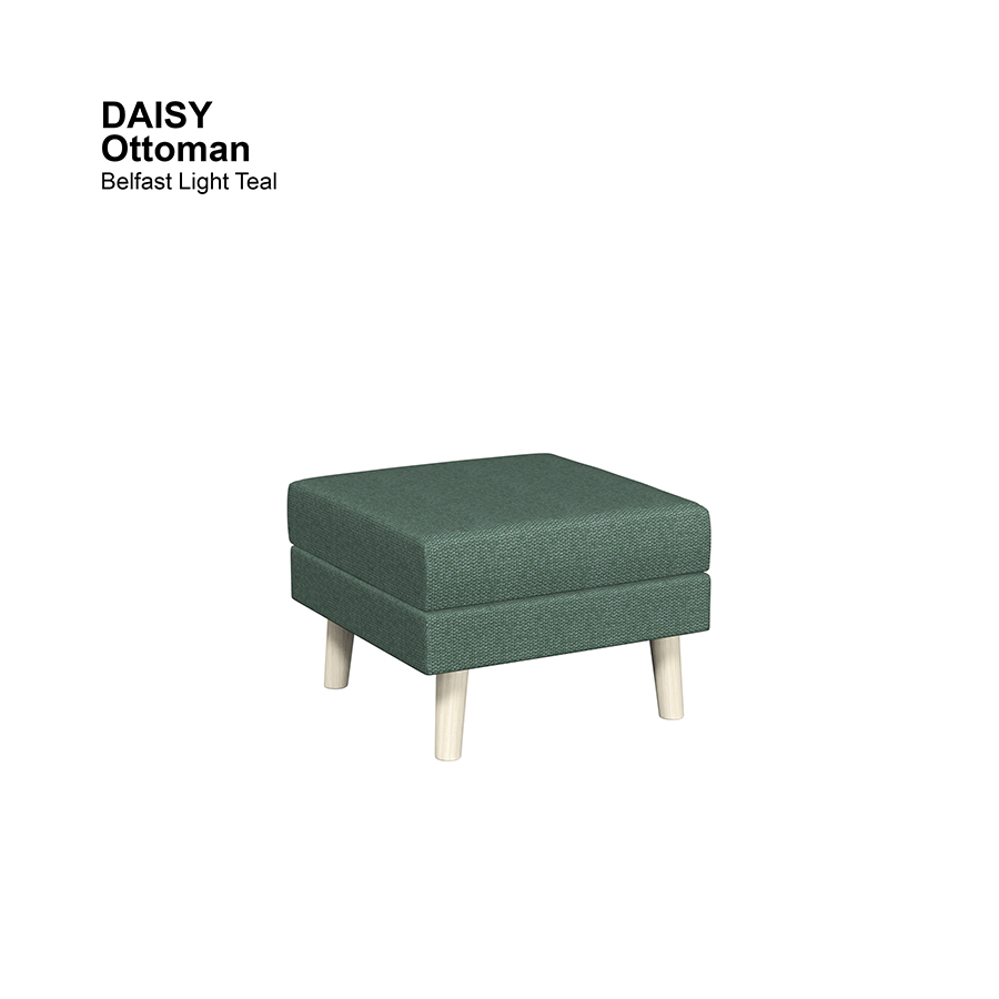 MORE DAISY OPTIONS Daisy Ottoman Daisy Ottoman Fabric Belfast Light Teal Mandaue Foam
