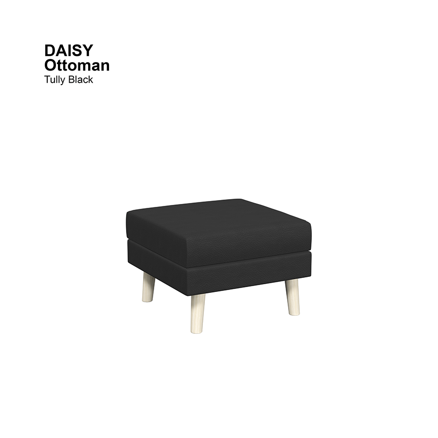 MORE DAISY OPTIONS Daisy Ottoman Daisy Ottoman Leatherette Tully Black Mandaue Foam