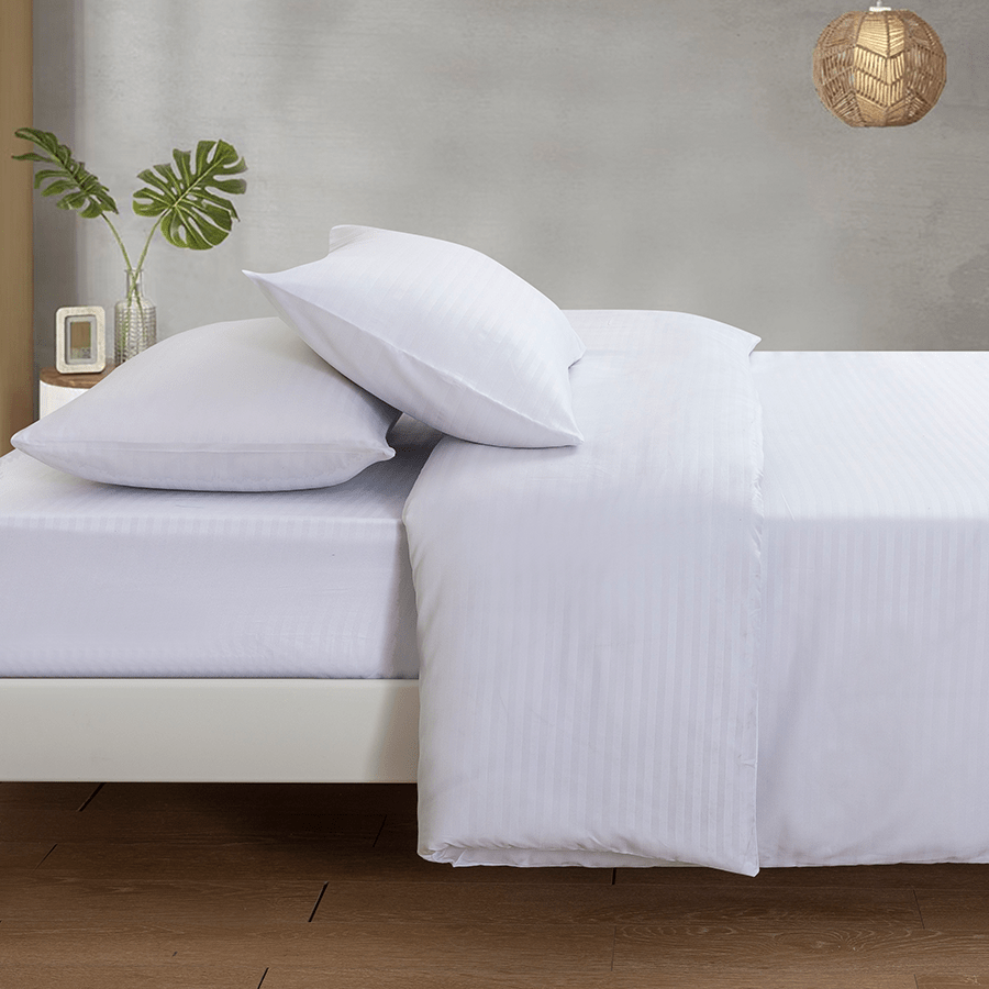 MORE DELUXE WHITE LINEN OPTIONS Deluxe White Plain Sheet 4pc Set Deluxe White Plain Sheet 4pc Set Mandaue Foam