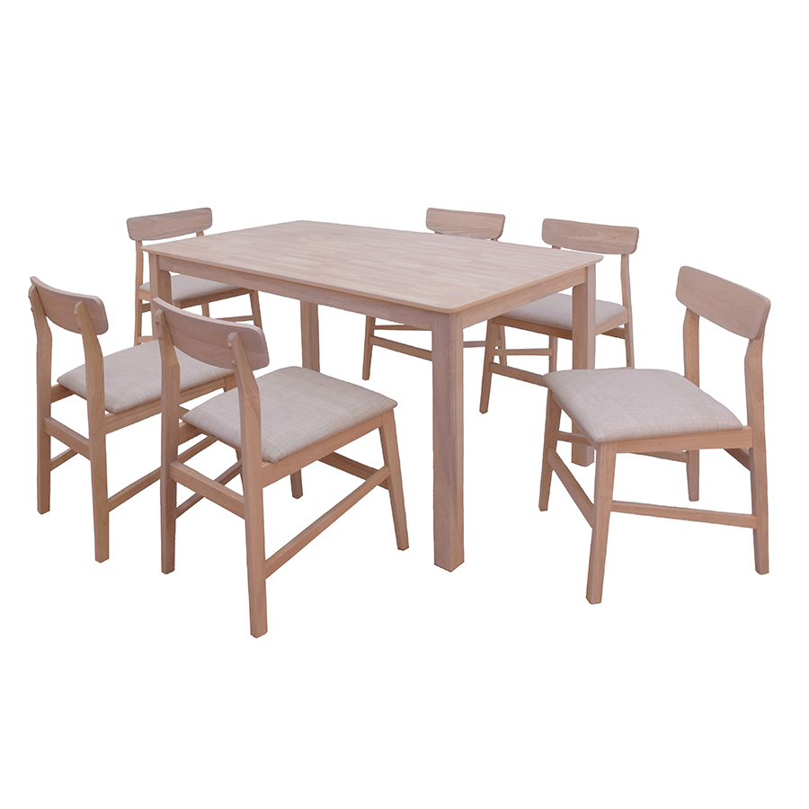 MORE DERMOTT OPTIONS Dermott 6 Seater Dining Set Dermott 6 Seater Dining Set Natural + Beige Mandaue Foam
