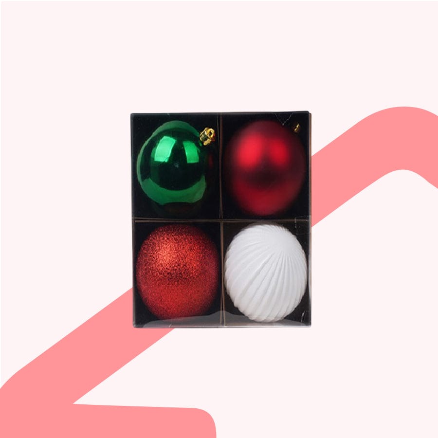 Ebenezer Asstd Ball Ornament 10cm,S/4