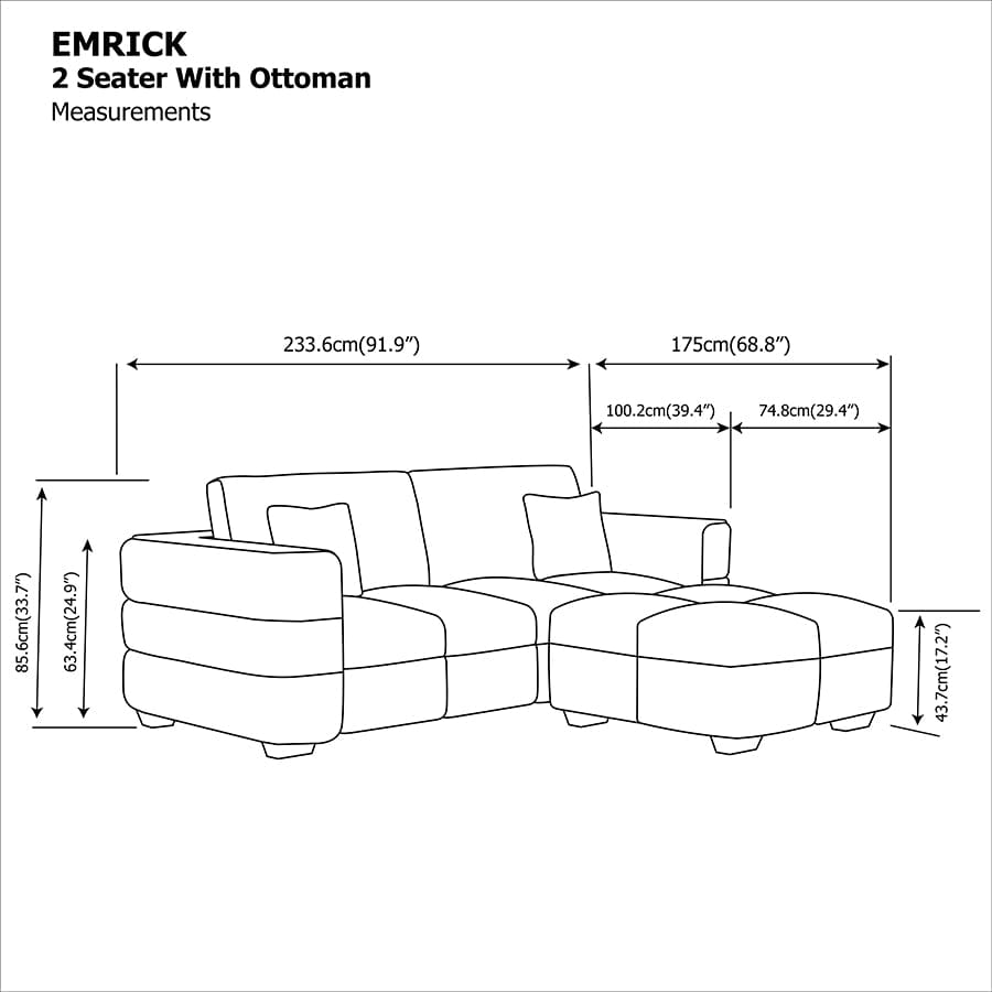 Emrick 2 Seater with Ottoman