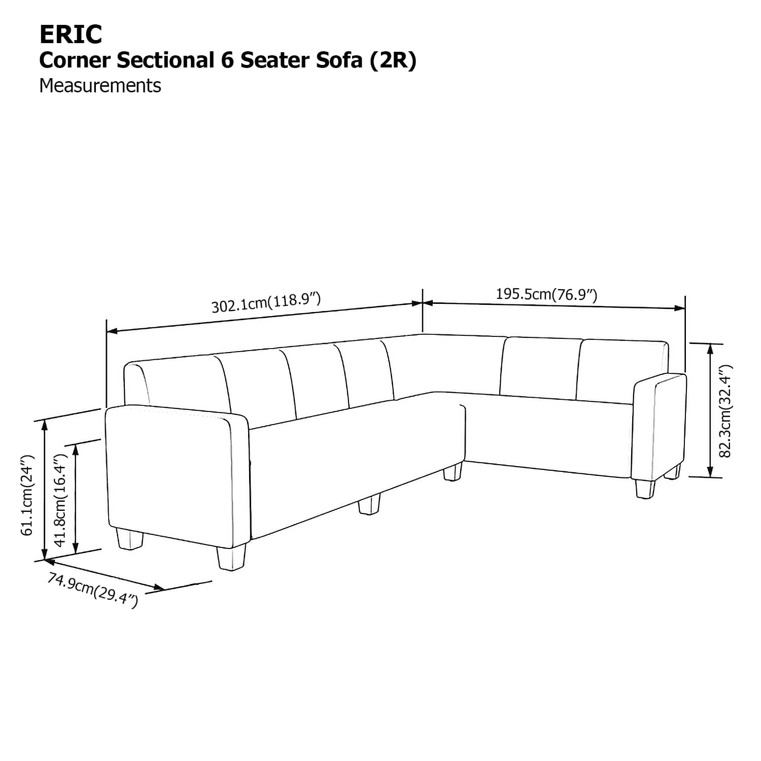 Eric Corner Sectional 6 Seat (2R) Sofa